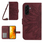 For Samsung Galaxy S26+ Wallet Case Sunflower Imprinted  PU Leather Phone Stand Cover with Shoulder Strap