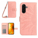 For Samsung Galaxy S26+ Wallet Case Sunflower Imprinted  PU Leather Phone Stand Cover with Shoulder Strap