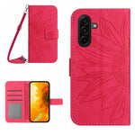 For Samsung Galaxy S26+ Wallet Case Sunflower Imprinted  PU Leather Phone Stand Cover with Shoulder Strap