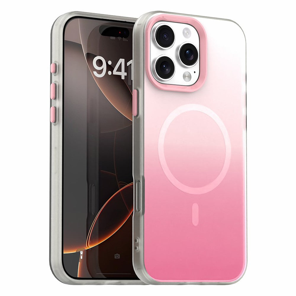 For iPhone 16 Pro Max Magnetic Case Gradient TPU + PET + PC IMD Shockproof Phone Cover