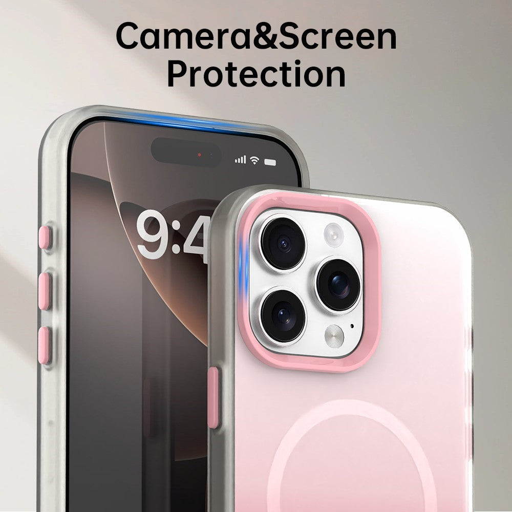 For iPhone 16 Pro Max Magnetic Case Gradient TPU + PET + PC IMD Shockproof Phone Cover