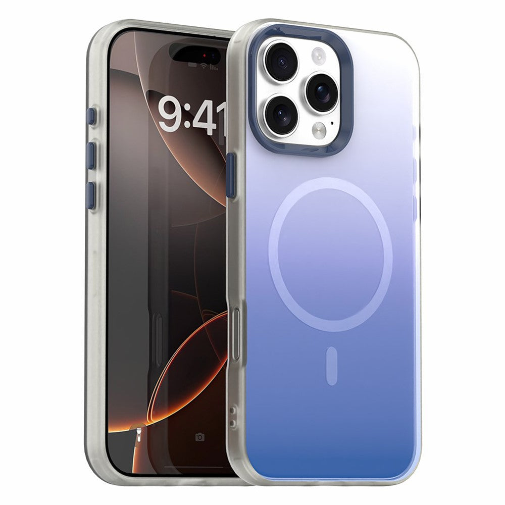 For iPhone 16 Pro Max Magnetic Case Gradient TPU + PET + PC IMD Shockproof Phone Cover
