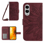For Samsung Galaxy S25 Edge Wallet Case Sunflower Imprinted  PU Leather Phone Stand Cover with Shoulder Strap