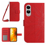 For Samsung Galaxy S25 Edge Wallet Case Sunflower Imprinted  PU Leather Phone Stand Cover with Shoulder Strap