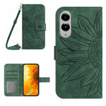 For Samsung Galaxy S25 Edge Wallet Case Sunflower Imprinted  PU Leather Phone Stand Cover with Shoulder Strap