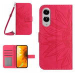For Samsung Galaxy S25 Edge Wallet Case Sunflower Imprinted  PU Leather Phone Stand Cover with Shoulder Strap
