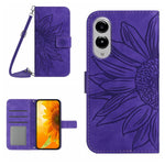 For Samsung Galaxy S25 Edge Wallet Case Sunflower Imprinted  PU Leather Phone Stand Cover with Shoulder Strap