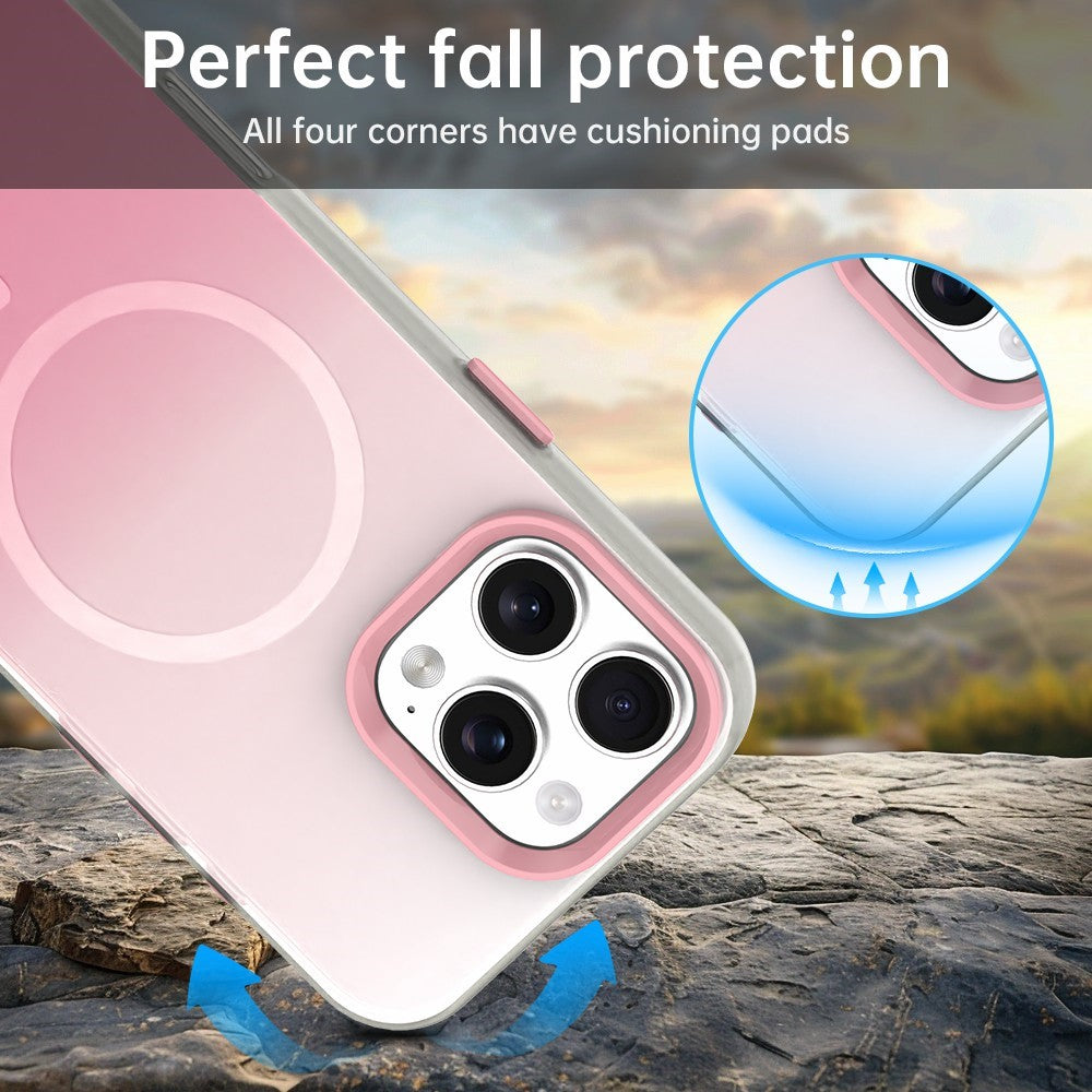 Til iPhone 16 Pro Magnetisk Cover Gradient TPU + PET + PC IMD Stødsikkert Telefoncover