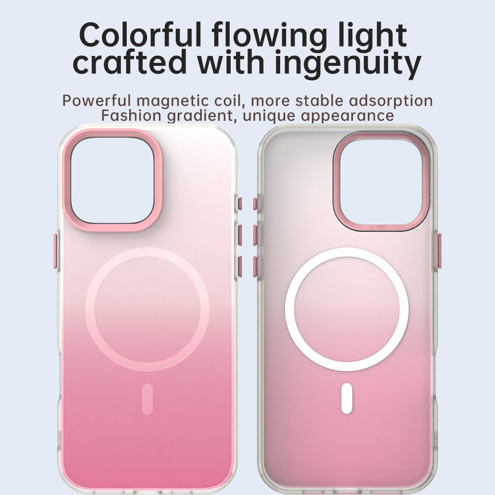 Til iPhone 16 Pro Magnetisk Cover Gradient TPU + PET + PC IMD Stødsikkert Telefoncover