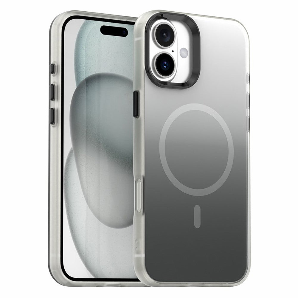 For iPhone 16 Plus Magnetic Case Gradient TPU + PET + PC IMD Shockproof Phone Cover