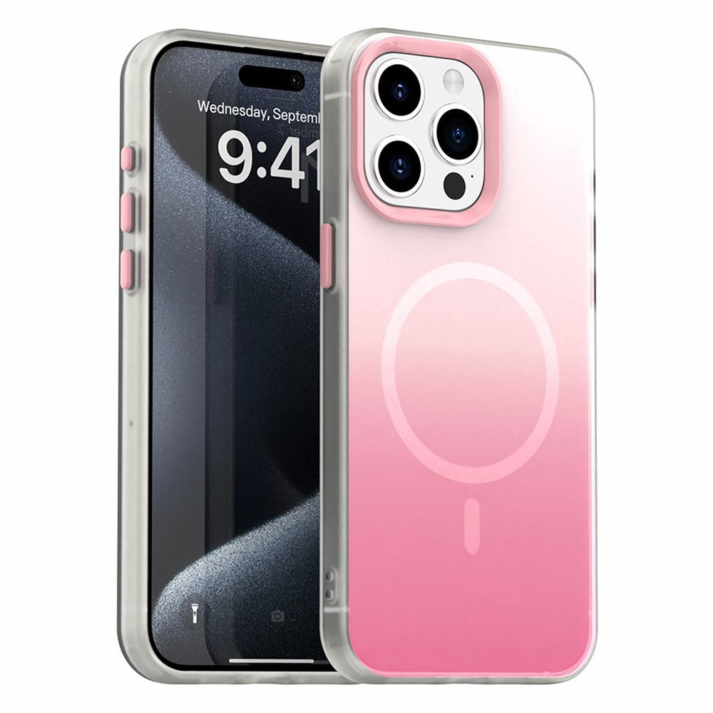 Til iPhone 15 Pro Magnetisk Cover Gradient TPU + PET + PC IMD Stødsikkert Telefoncover