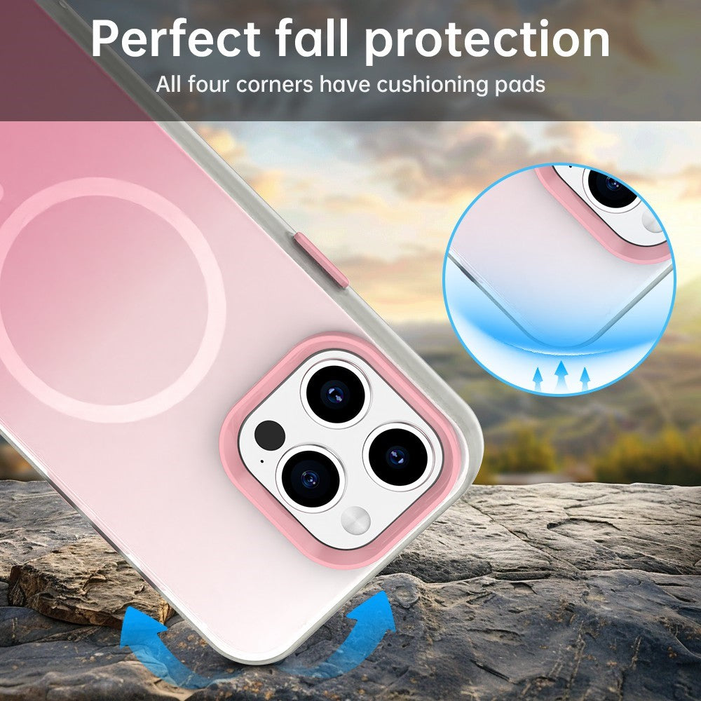 For iPhone 15 Pro Max Magnetic Case Gradient TPU + PET + PC IMD Shockproof Phone Cover