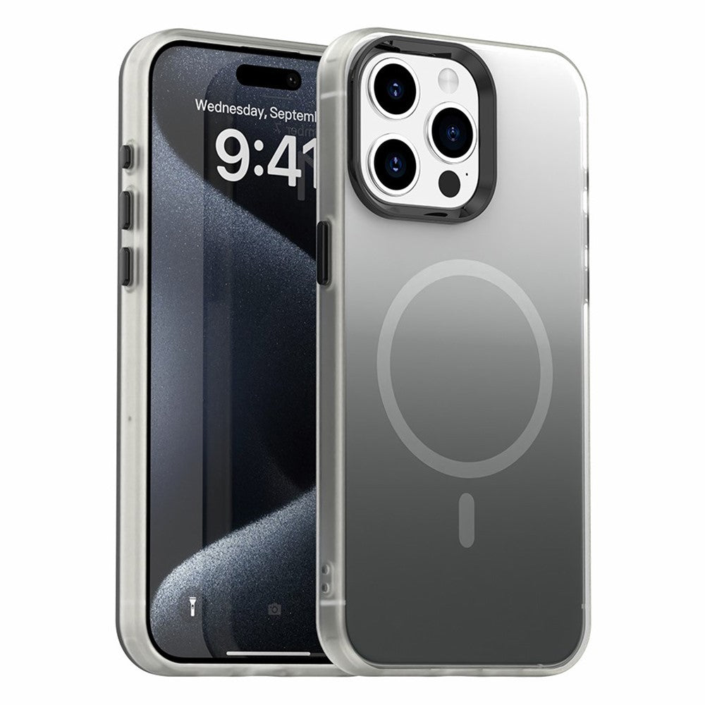 For iPhone 15 Pro Max Magnetic Case Gradient TPU + PET + PC IMD Shockproof Phone Cover