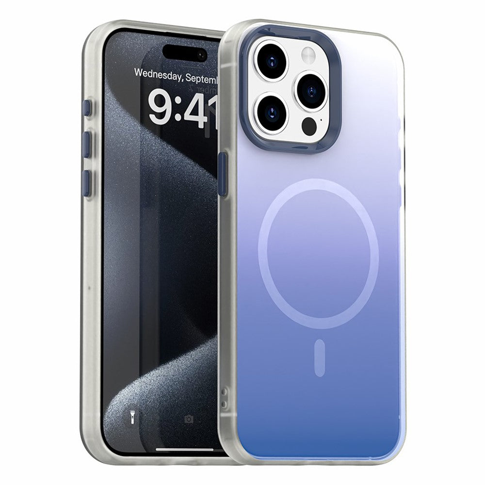 For iPhone 15 Pro Max Magnetic Case Gradient TPU + PET + PC IMD Shockproof Phone Cover