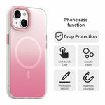 For iPhone 15 Magnetic Case Gradient TPU + PET + PC IMD Shockproof Phone Cover