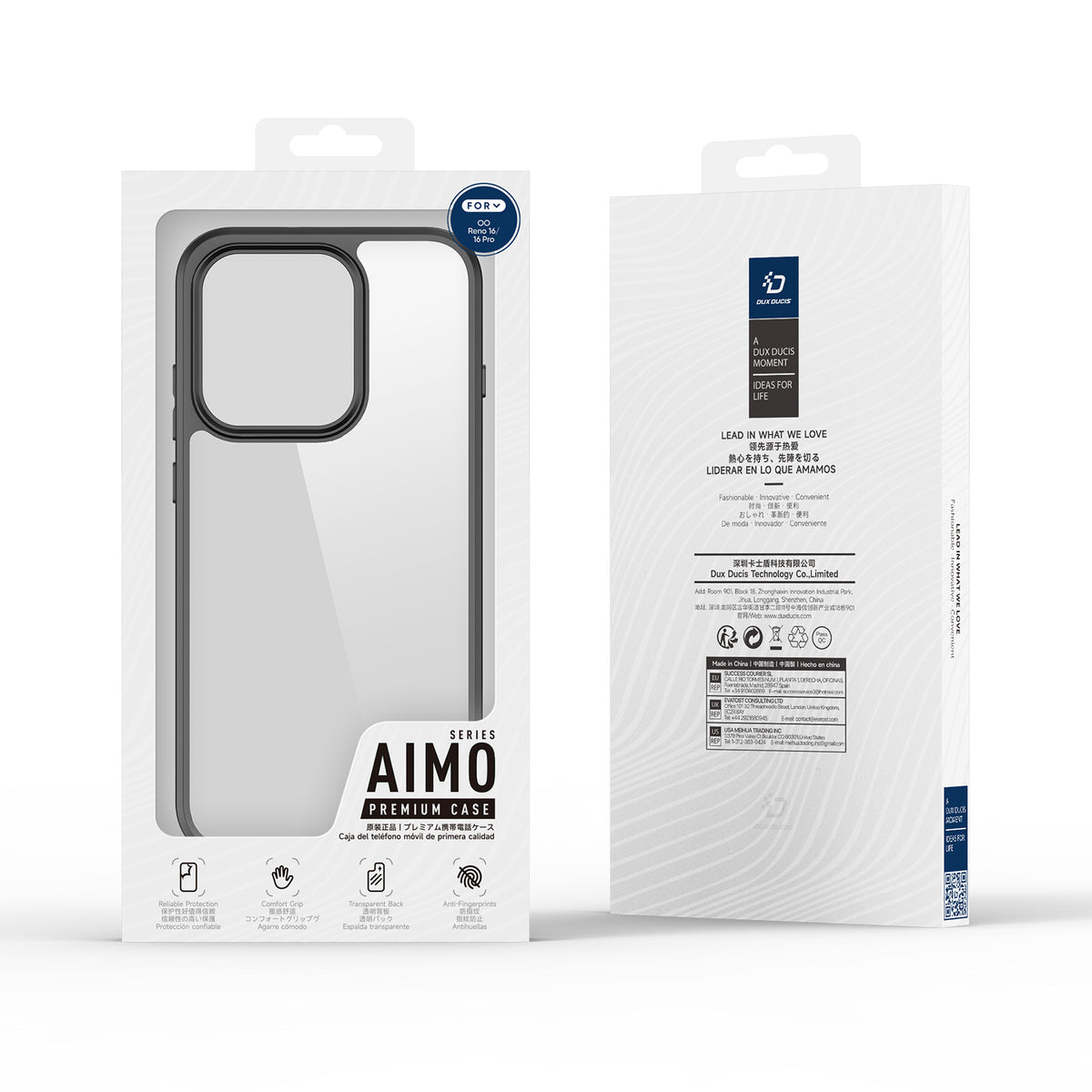 DUX DUCIS for Oppo Reno16 5G (Global) / Oppo Reno16 5G (China) / Oppo Reno16 Pro 5G (Global) Aimo Series PC + TPU Clear Back Phone Cover (REACH Certification)