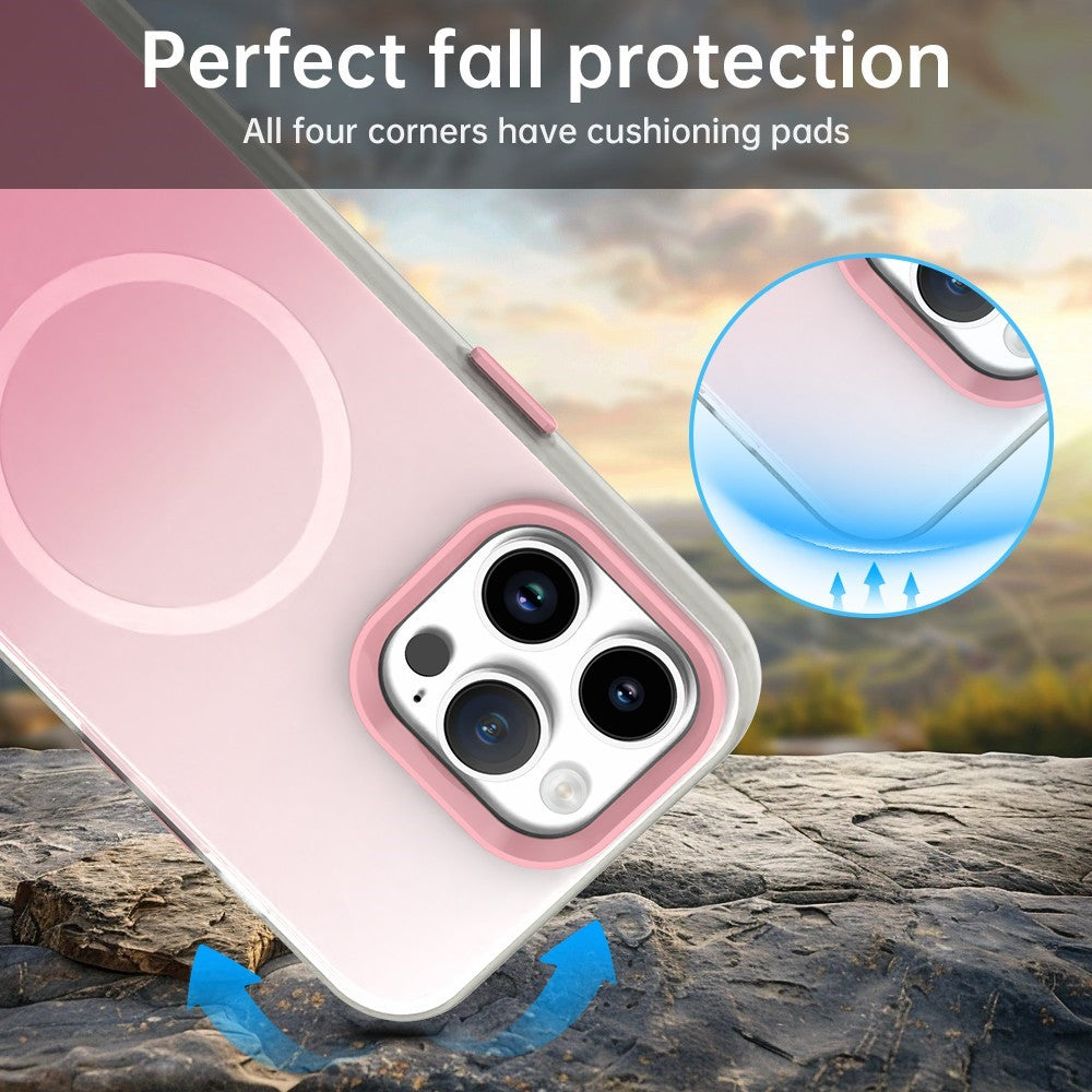 For iPhone 14 Pro Magnetic Case Gradient TPU + PET + PC IMD Shockproof Phone Cover