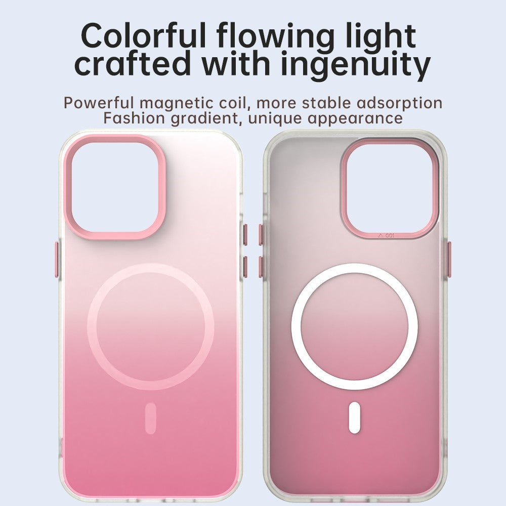 For iPhone 14 Pro Magnetic Case Gradient TPU + PET + PC IMD Shockproof Phone Cover