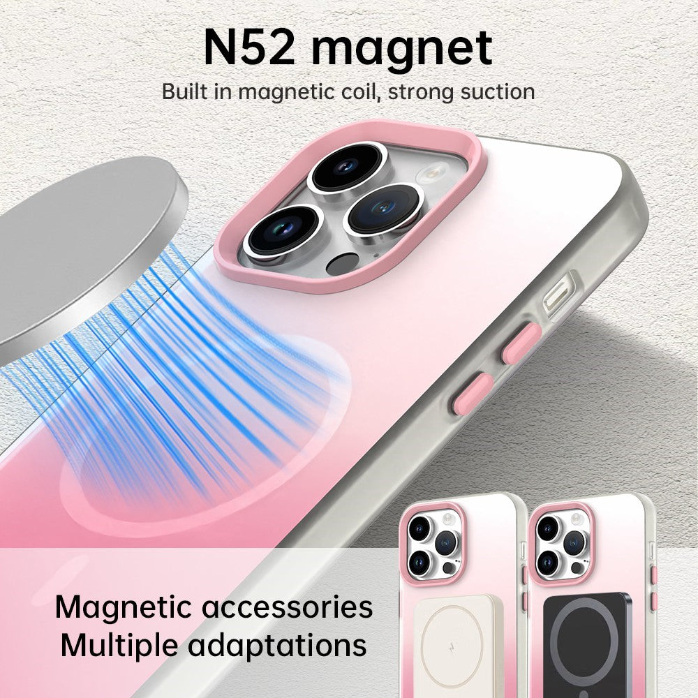 For iPhone 14 Pro Magnetic Case Gradient TPU + PET + PC IMD Shockproof Phone Cover