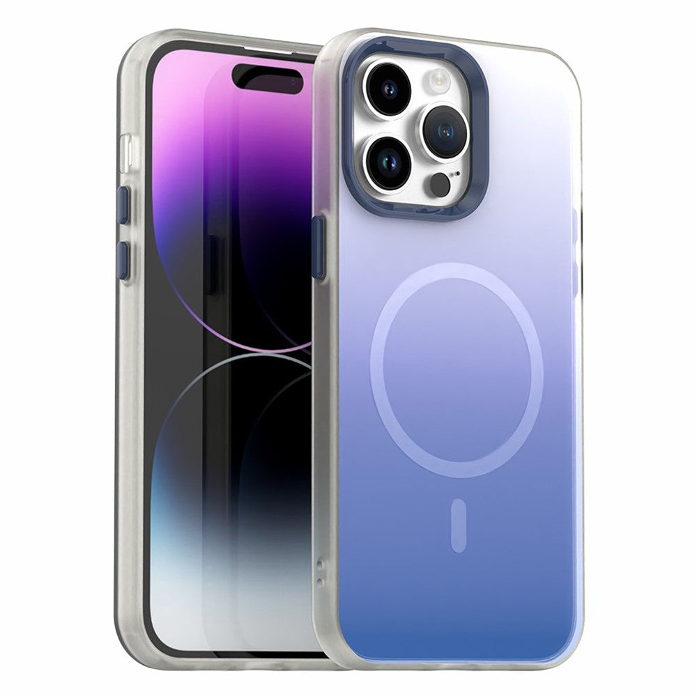 For iPhone 14 Pro Magnetic Case Gradient TPU + PET + PC IMD Shockproof Phone Cover