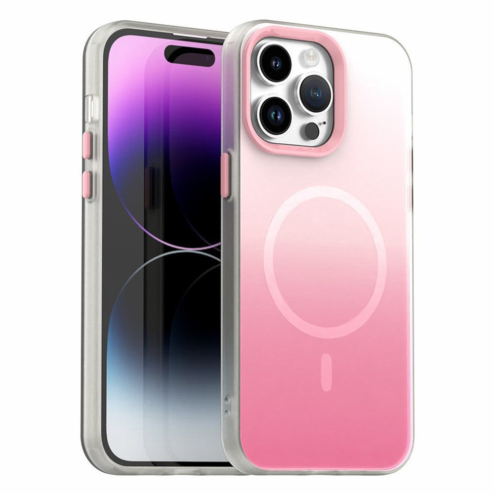For iPhone 14 Pro Max Magnetic Case Gradient TPU + PET + PC IMD Shockproof Phone Cover