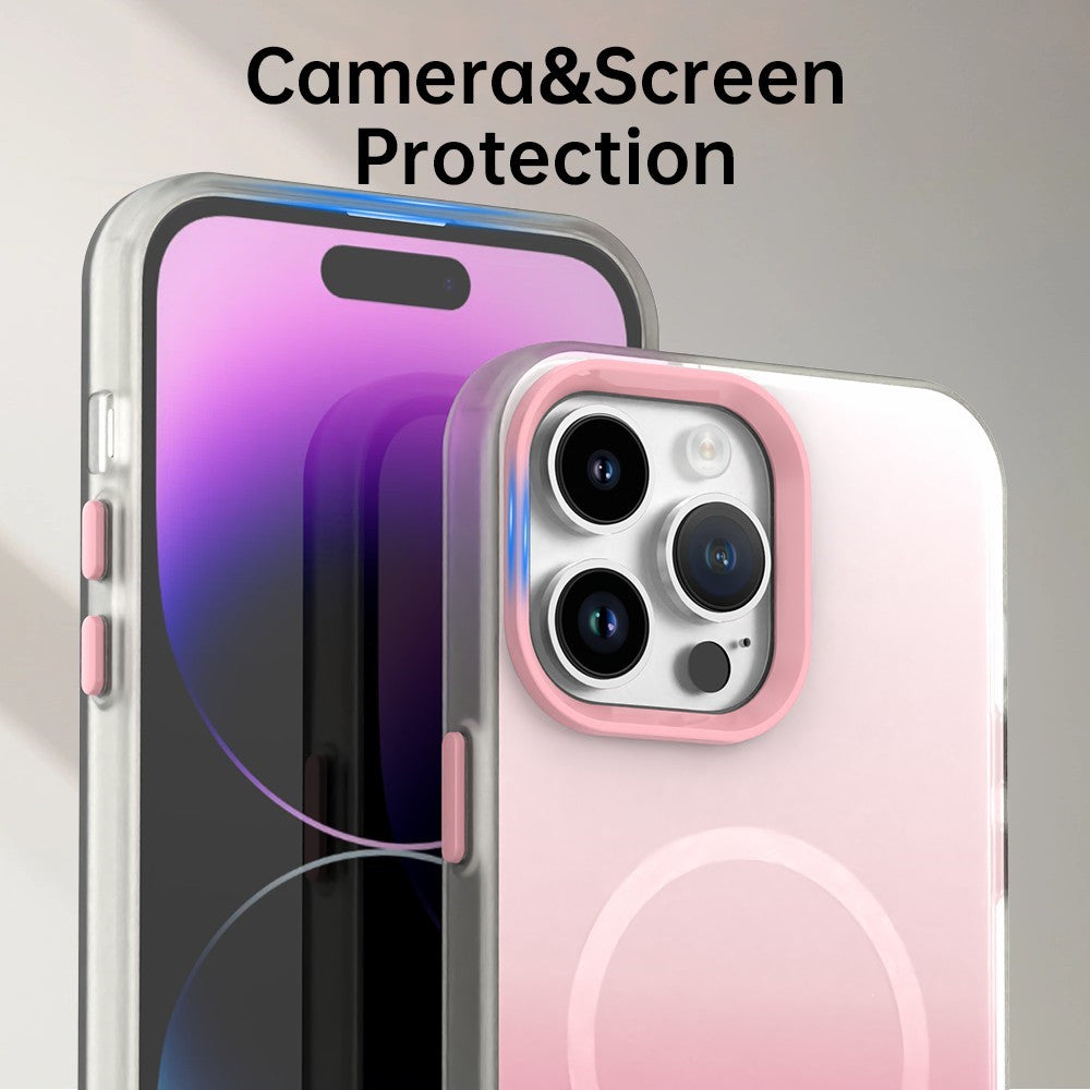 For iPhone 14 Pro Max Magnetic Case Gradient TPU + PET + PC IMD Shockproof Phone Cover