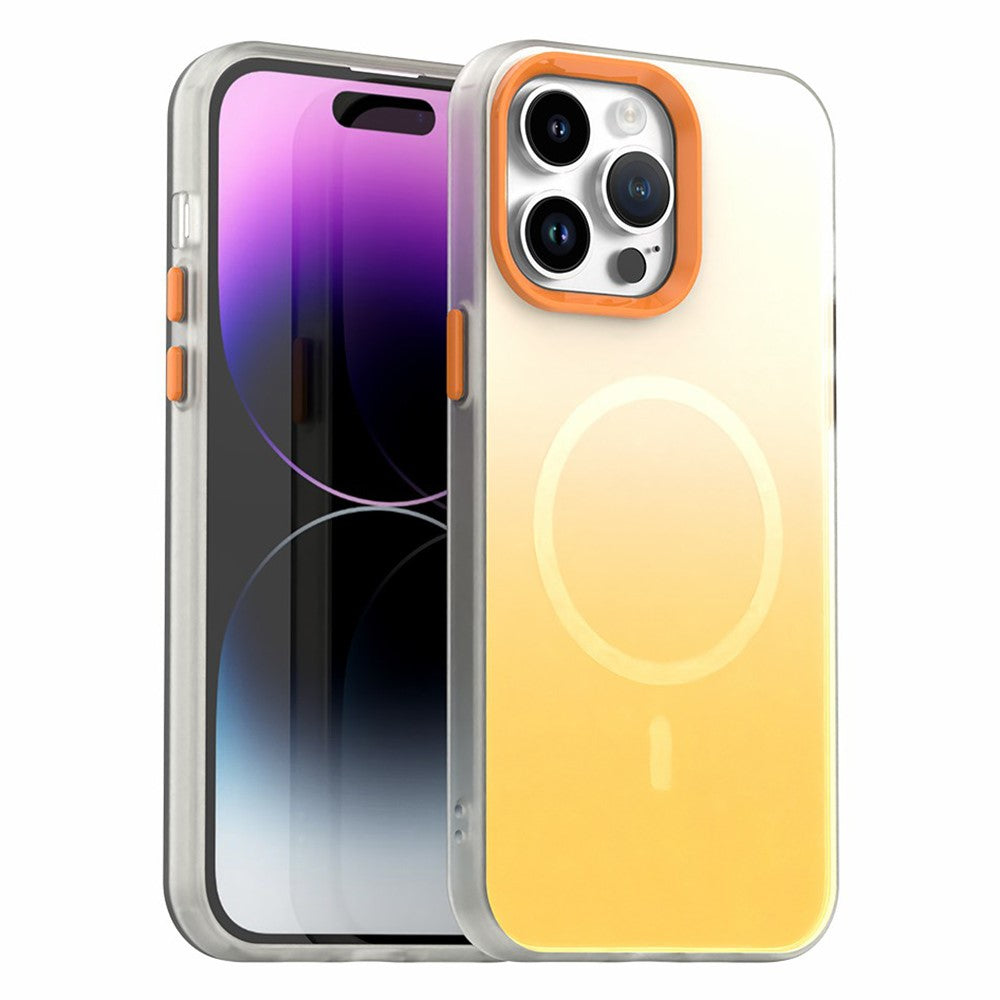 For iPhone 14 Pro Max Magnetic Case Gradient TPU + PET + PC IMD Shockproof Phone Cover