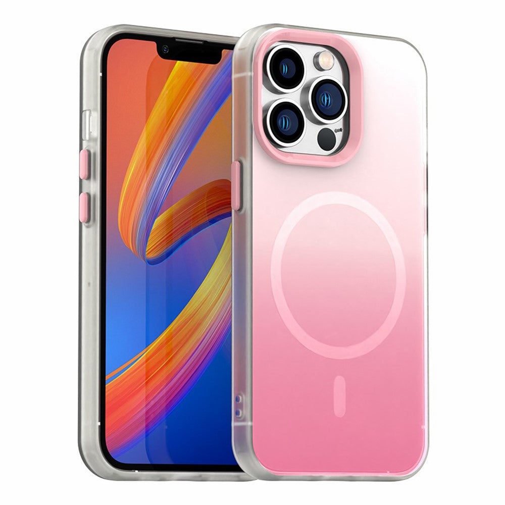 For iPhone 13 Pro Max Magnetic Case Gradient TPU + PET + PC IMD Shockproof Phone Cover