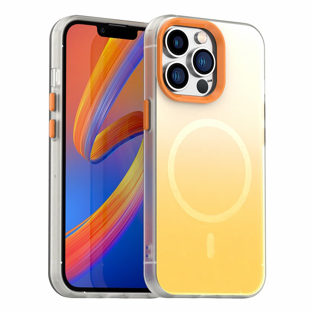 For iPhone 13 Pro Max Magnetic Case Gradient TPU + PET + PC IMD Shockproof Phone Cover
