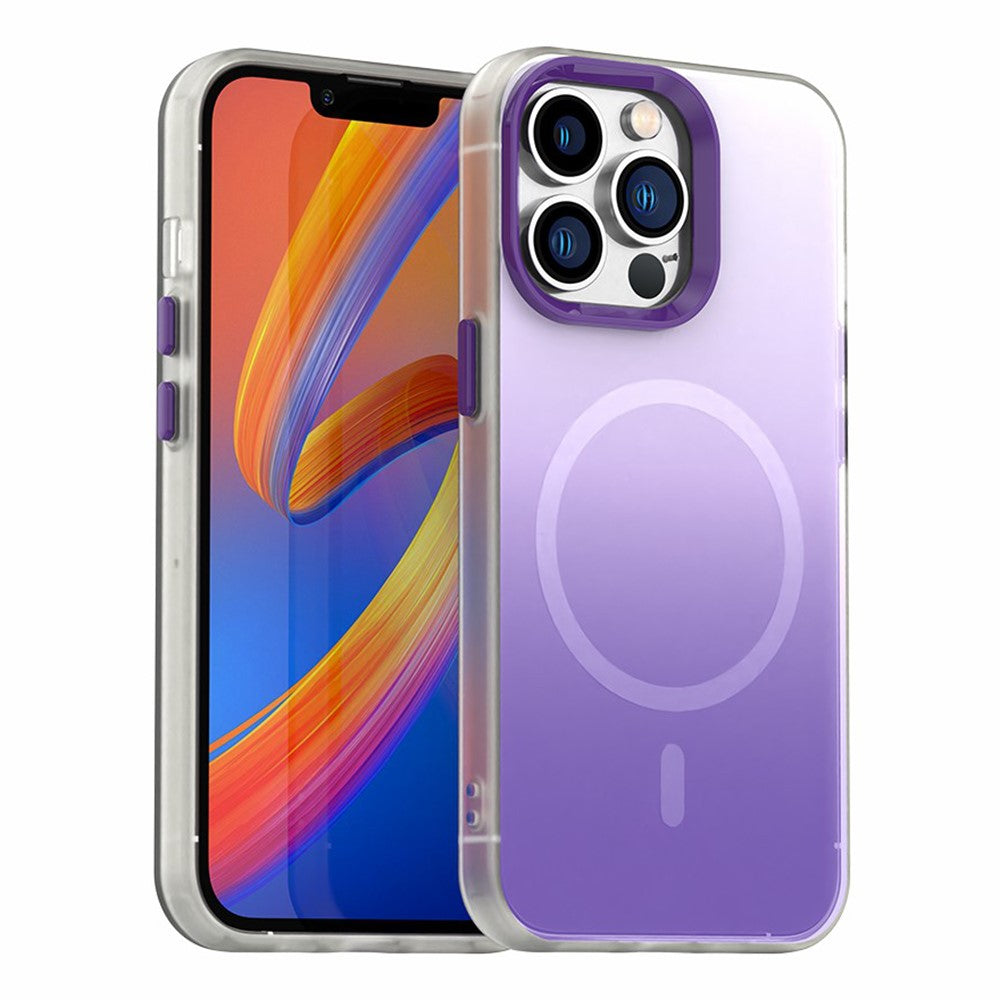 For iPhone 13 Pro Max Magnetic Case Gradient TPU + PET + PC IMD Shockproof Phone Cover