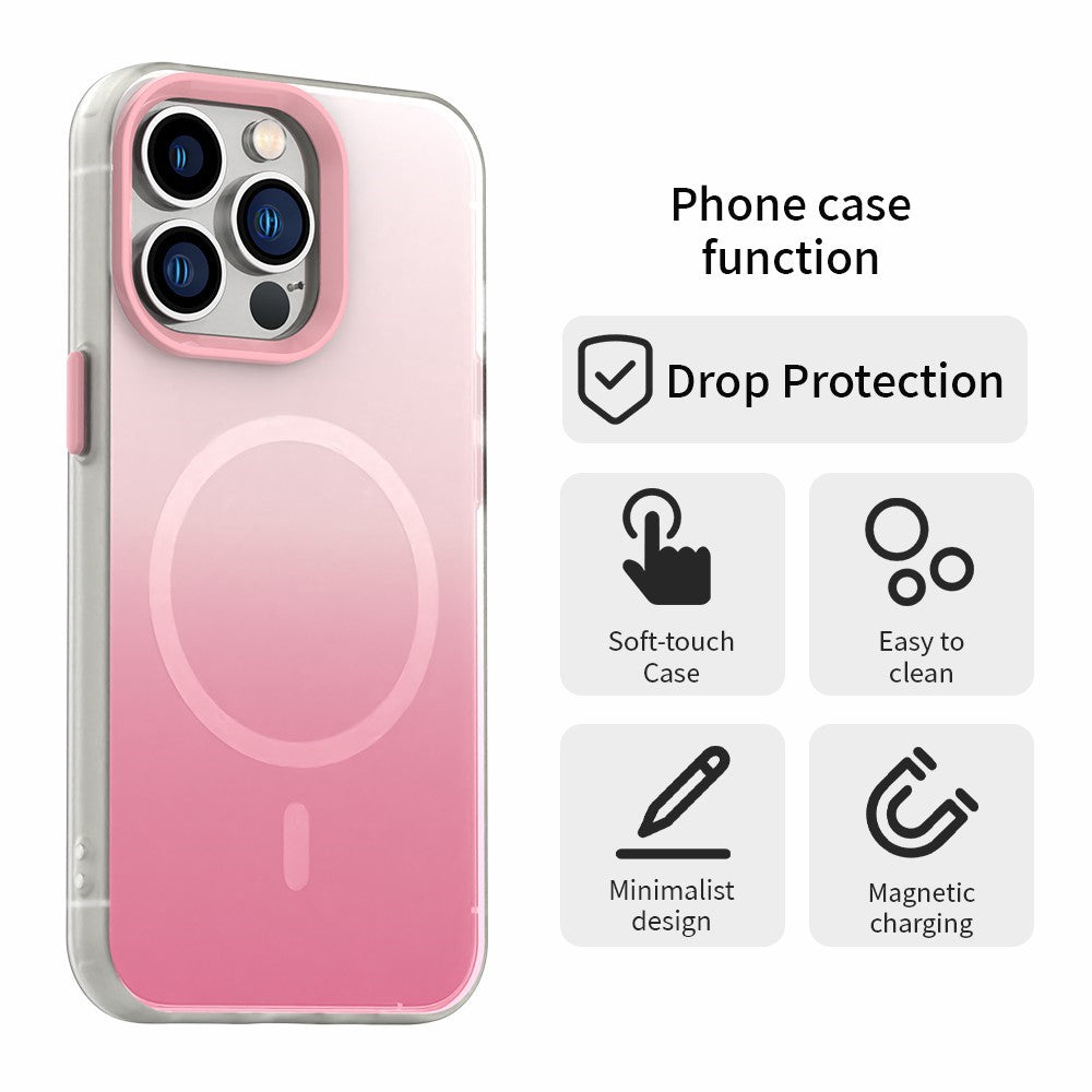 For iPhone 13 Pro Magnetic Case Gradient TPU + PET + PC IMD Shockproof Phone Cover
