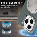 Til iPhone 16 Pro Max cover Roterende magnetisk støttefod Kulfibertekstur TPU + PET + PC telefoncover
