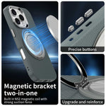 Til iPhone 16 Pro Max cover Roterende magnetisk støttefod Kulfibertekstur TPU + PET + PC telefoncover