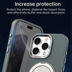 Til iPhone 16 Pro Max cover Roterende magnetisk støttefod Kulfibertekstur TPU + PET + PC telefoncover