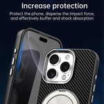 For iPhone 16 Pro Case Rotating Magnetic Kickstand Carbon Fiber Texture TPU + PET + PC Phone Cover
