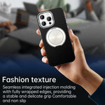 For iPhone 15 Pro Case Rotating Magnetic Kickstand Carbon Fiber Texture TPU + PET + PC Phone Cover