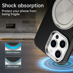 For iPhone 14 Pro Max Case Rotating Magnetic Kickstand Carbon Fiber Texture TPU + PET + PC Phone Cover