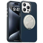 For iPhone 13 Pro Max Case Rotating Magnetic Kickstand Carbon Fiber Texture TPU + PET + PC Phone Cover