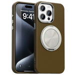 For iPhone 13 Pro Max Case Rotating Magnetic Kickstand Carbon Fiber Texture TPU + PET + PC Phone Cover