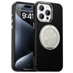 For iPhone 13 Pro Case Rotating Magnetic Kickstand Carbon Fiber Texture TPU + PET + PC Phone Cover
