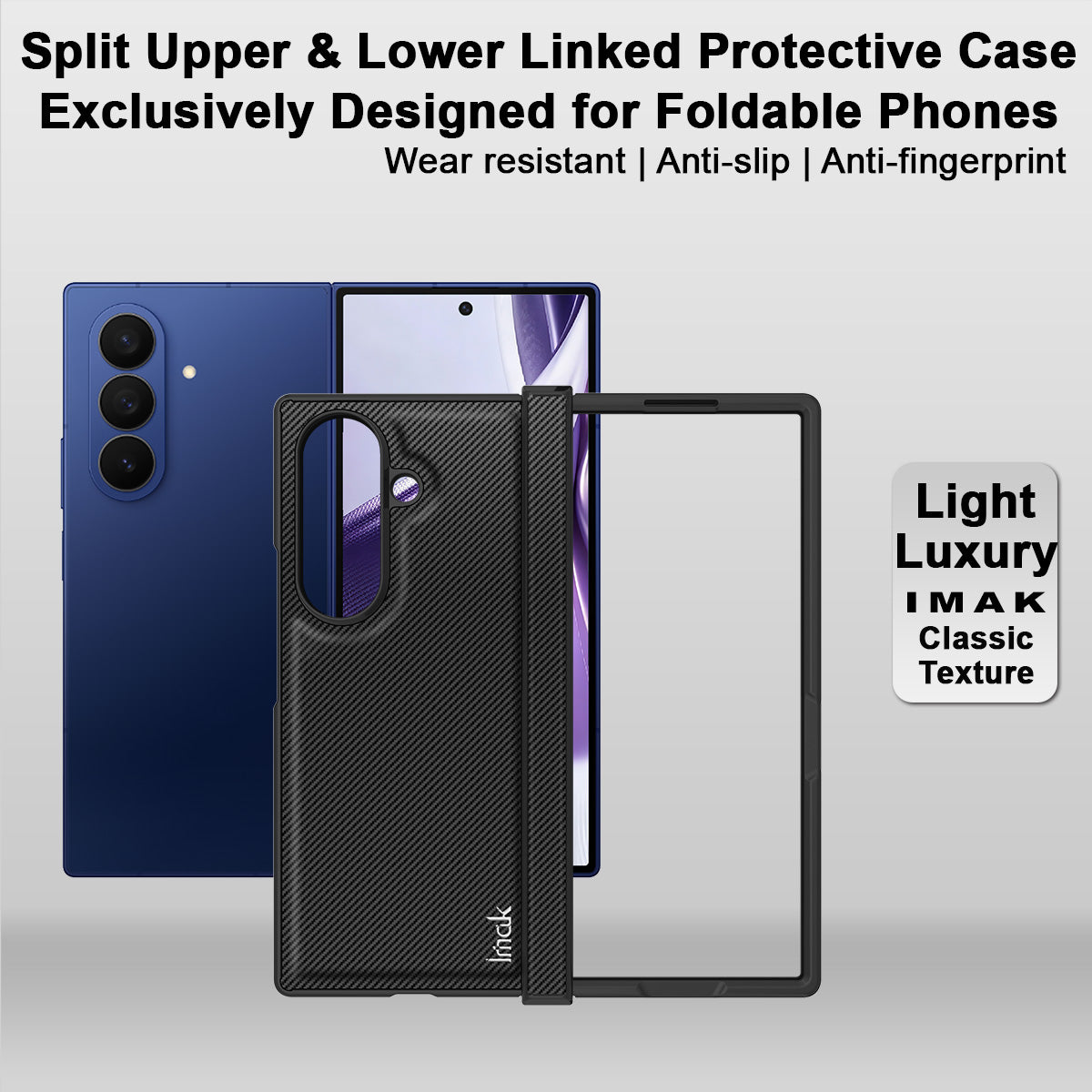 IMAK til Samsung Galaxy Z Fold8 Ultra Ruiyi Series Cover Kulfibertekstur Læder + PC Telefoncover
