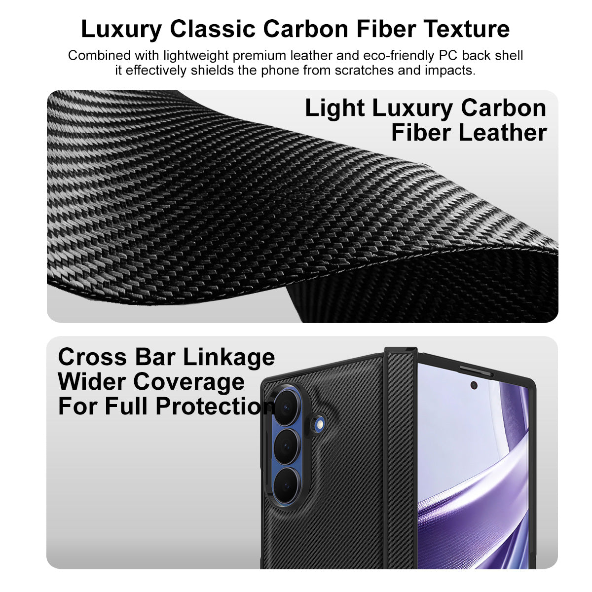 IMAK til Samsung Galaxy Z Fold8 Ultra Ruiyi Series Cover Kulfibertekstur Læder + PC Telefoncover