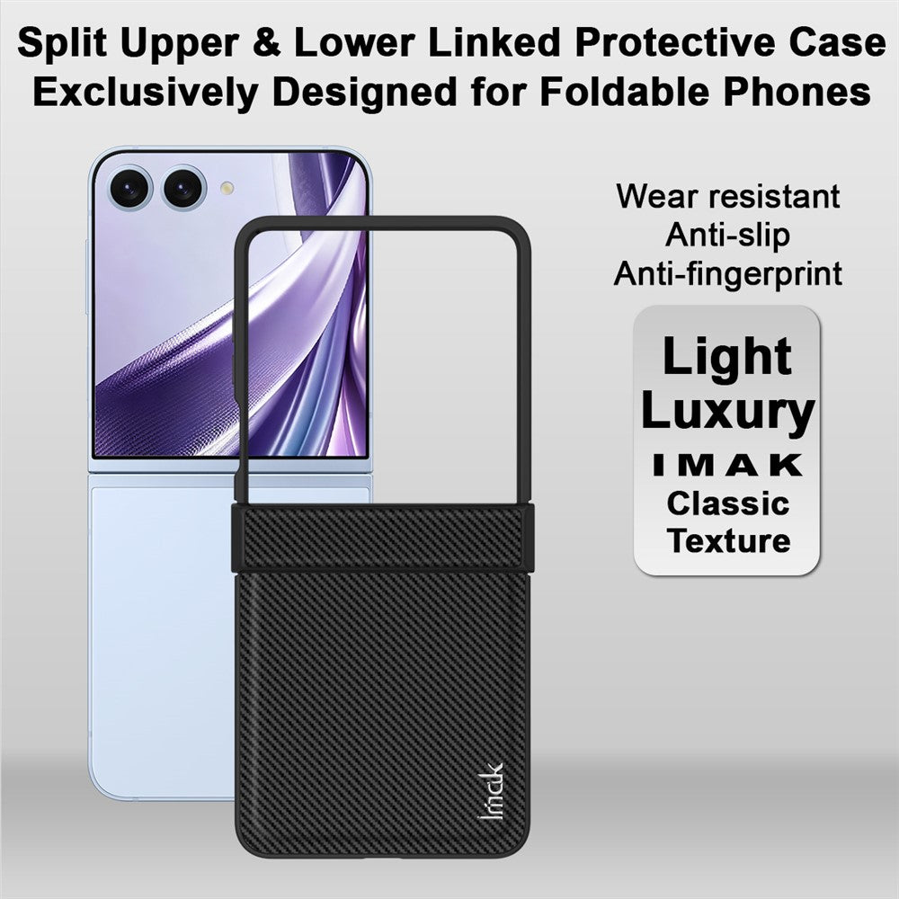 IMAK Ruiyi-serien för Samsung Galaxy Z Flip8-skal i kolfibertexturerat läder + PC-mobilskal