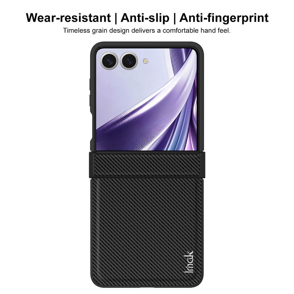 IMAK Ruiyi-serien för Samsung Galaxy Z Flip8-skal i kolfibertexturerat läder + PC-mobilskal