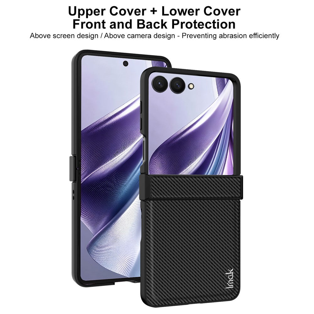 IMAK Ruiyi-serien för Samsung Galaxy Z Flip8-skal i kolfibertexturerat läder + PC-mobilskal