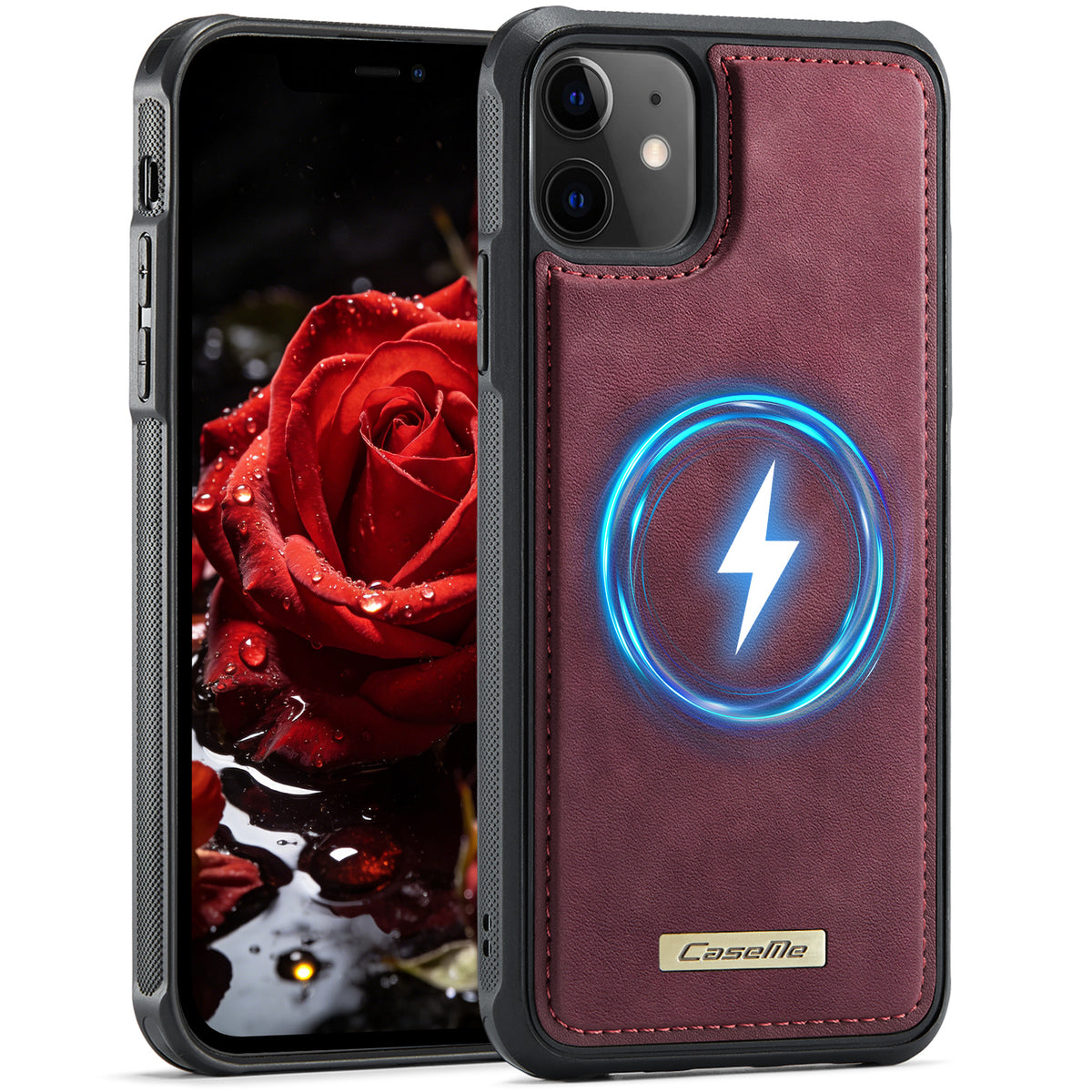 CASEME for iPhone 11 C69 Series Magnetic Case Leather Coated TPU Phone Cover