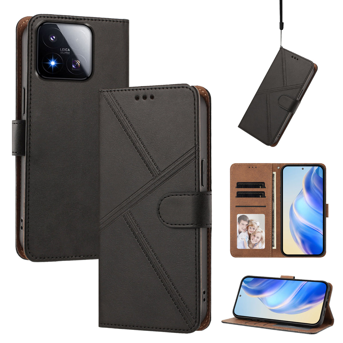 For Xiaomi 17 Max Case Diamond Stitch PU Leather Wallet Flip Phone Cover with Wrist Strap