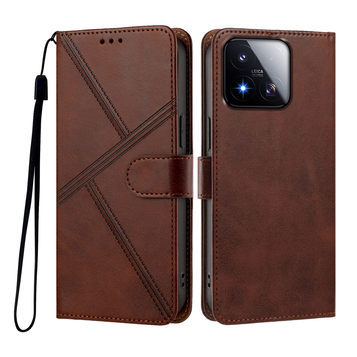 For Xiaomi 17 Max Case Diamond Stitch PU Leather Wallet Flip Phone Cover with Wrist Strap