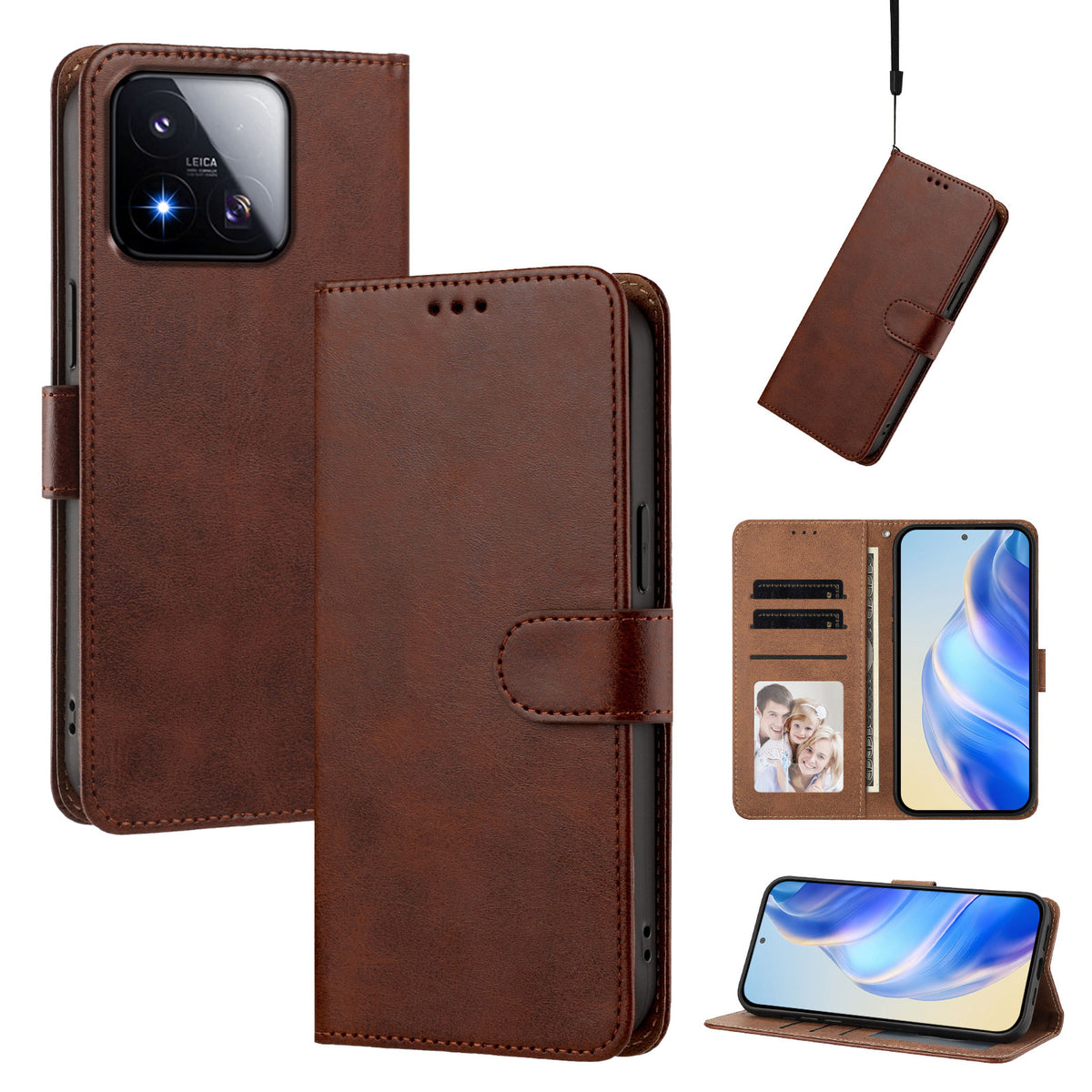 For Xiaomi 17 Max Case Wallet Flip Stand PU Leather Phone Cover with Wrist Strap