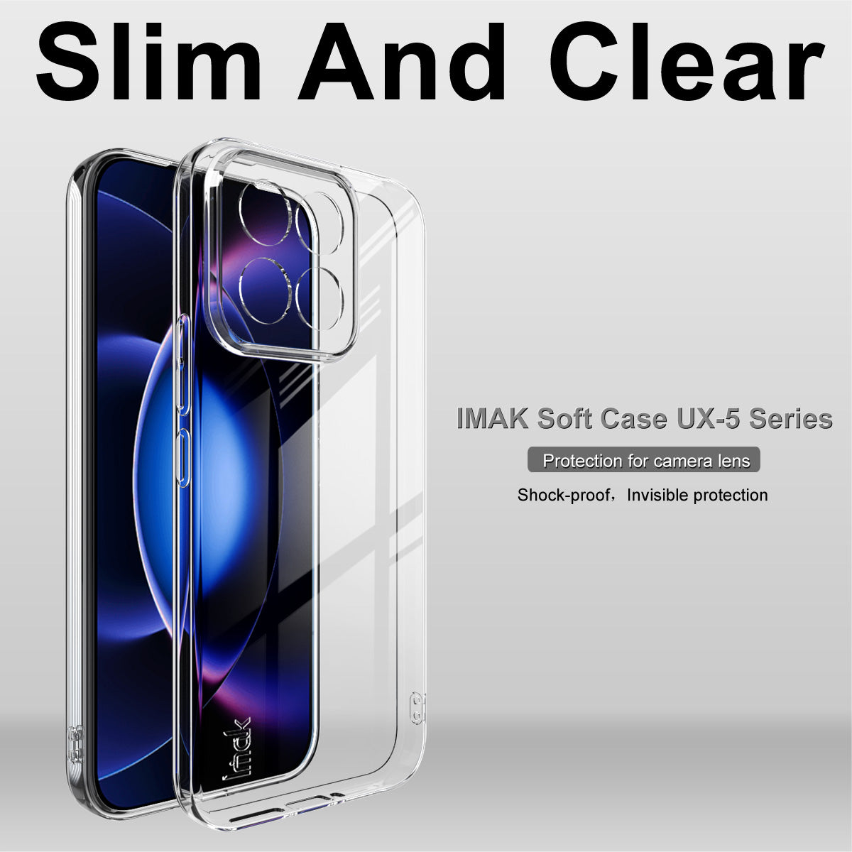 IMAK för Xiaomi 17 Max UX-5-serien genomskinligt mobilskal mjukt TPU-skyddande mobilskal - transparent
